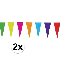 Fiestas Guirca vlaggenlijnen   2x   multi kleuren   van papier   10 mtr   versiering
