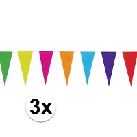 Fiestas Guirca vlaggenlijnen   3x   multi kleuren   van papier   10 mtr   versiering