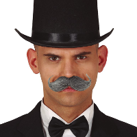 Zelfklevende plaksnor Engelsman   carnaval/verkleed accessoires   grijs