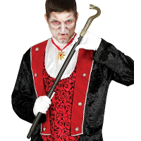 Zwarte vampier/Dracula wandelstok   met slangenkop   plastic   78 cm