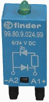Finder Steekmodule Met LED, Met vrijloopdiode 99.80.9.024.99 Lichtkleur (naam): Groen Geschikt voor model: Finder 94.54.1, Finder 94.84.3, Finder 95.85.3,