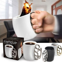 Finger Handle Brass Ring Fist Coffee Milk Cup Gift