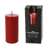 LED kaars/stompkaars   rood   D7,5 x H15 cm   flikkerend licht