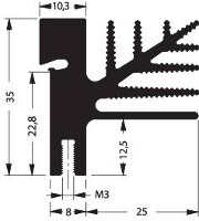Fischer Elektronik 10101602 SK 482 50 SA + 2x THFU 2 Strengkoellichaam 4.75 K/W (l x b x h) 50 x 33 x 35 mm TO 218, TO 220, TO 3P, TO 247, TO 248