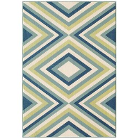 Floorita binnen/buitenvloerkleed Rombi   blauw/groen   133x190 cm   Leen Bakker