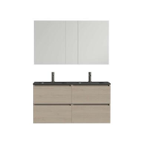 Tiger badkamermeubel Loft   naturel eik/zwart   120 cm   Leen Bakker