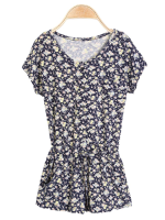 Floral Printed Button Before Draw String Waist Elastic Shorts Skirts