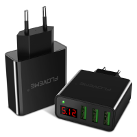 Floveme 2.4A Led Display 3 Ports Eu Plug Fast Travel Charger For Iphone X 8 Plus Oneplus5 S8 Xiaomi6