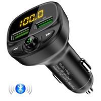 Floveme Bluetooth V5.0 FM zender Dual USB A Autolader LED Digitaal display Draadloze radioadapter HiFi Muziek Afspelen C