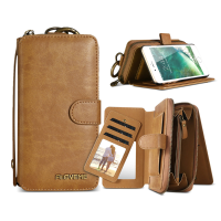 Floveme Magnetic Detachable Zipper Wallet Bracket Case For Iphone 7 & 8