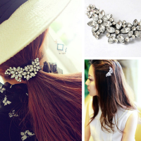 Flower Alloy Hair Accessory Barrette Rhinestone Crystal Hair Clip