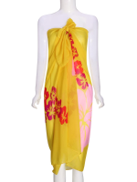 Flowers Printed Chiffon Belt Dress Yellow And Blue Beach Towels