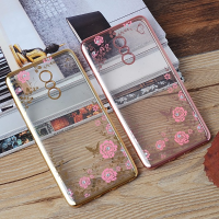 Flowers Rhinestones Pattern Soft Tpu Plating Bumper Case For Xiaomi Redmi Pro