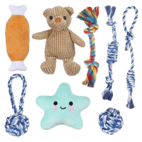 Focuspet puppyspeelgoed, 8 pack pieper hondenspeelgoed vanaf 8 weken, puppy touwspeelgoed, puppy kauwspeelgoed Bijtspeel
