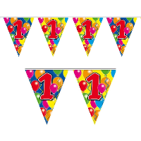 1 Jaar Leeftijd versiering vlaggenlijn   vlaggetjes   slinger   10 meter   kunststof