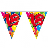 18 Jaar Leeftijd versiering vlaggenlijn / vlaggetjes   slinger   10 meter   kunststof