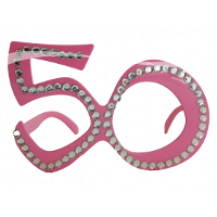 50 Jaar geworden feest bril   volwassenen   roze   met glitters