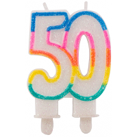50 Jaar leeftijd kaars   versiering taart   Glitter cijferkaars   50e verjaardag