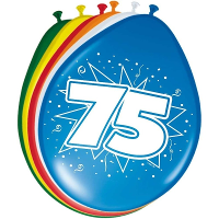 Folat 75 jaar verjaardag ballonnen   8x stuks   versiering   feestartikelen   mix kleuren