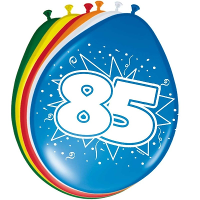 85 Jaar verjaardag leeftijd ballonnen   8x stuks   mix kleuren   feestartikelen/versiering