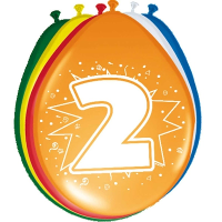 8X stuks Ballonnen verjaardag versiering 2 jaar