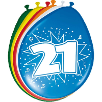 8X stuks Ballonnen versiering 21 jaar