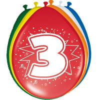 8X stuks Ballonnen versiering 3 jaar