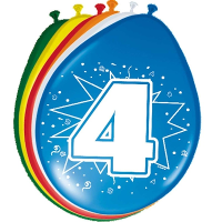 8X stuks Ballonnen versiering 4 jaar