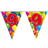 9 Jaar Leeftijd versiering vlaggenlijn   vlaggetjes   verjaardag   10 meter   plastic