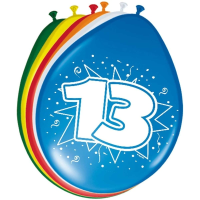 Folat Ballonnen 13 jaar   8x stuks   verjaardag versiering   leeftijd   meerkleurig