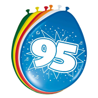 Ballonnen 95 jaar feest decoratie   8x   verjaardag versiering   kleurenmix   30 cm