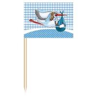 Folat Cocktailprikkers geboorte jongen   50x stuks   prikkertjes   kraamversiering/babyshower