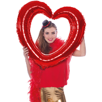 Folat Foto Frame   hart   rood   80 x 70 cm   opblaasbaar/folie ballon   photo prop