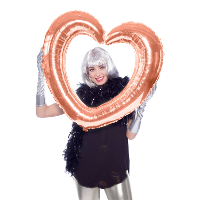 Foto Frame   hart   rose goud   80 x 70 cm   opblaasbaar/folie ballon   photo prop