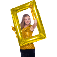 Foto Frame   rechthoek   goud   85 x 60 cm   opblaasbaar/folie ballon   photo prop