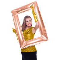 Folat Foto Frame   rechthoek   rose goud   85 x 60 cm   opblaasbaar/folie ballon   fotobooth