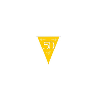 Jubileum thema vlaggenlijn 50 jaar   goud   kunststof   Feest versieringen   600 cm