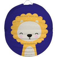 Lampion leeuw   22 cm   blauw   papier