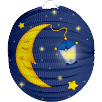 Lampion maan   22 cm   donker blauw   papier