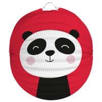 Lampion panda   22 cm   rood   papier
