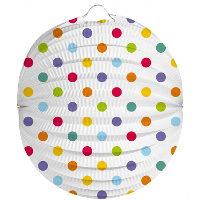 Lampion stippen   22 cm   wit/regenboog kleuren   papier