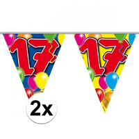 Leeftijd vlaggenlijn   2x   17 jaar   10 meter   verjaardag versiering   vlaggetjes