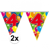Leeftijd vlaggenlijn   2x   4 jaar   10 meter   verjaardag versiering   vlaggetjes