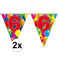 Leeftijd vlaggenlijn   2x   6 jaar   10 meter   verjaardag versiering   vlaggetjes