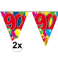 Leeftijd vlaggenlijn   2x   90 jaar   10 meter   verjaardag versiering   vlaggetjes