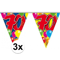 Leeftijd vlaggenlijn   3x   70 jaar   10 meter   verjaardag versiering   vlaggetjes