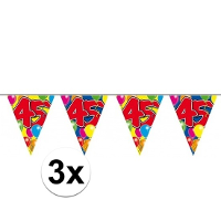 Leeftijd vlaggenlijn 45 jaar verjaardag   3x   10 meter   plastic   feestartikelen/versiering
