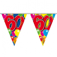 Leeftijd vlaggenlijn 60 jaar   10 meter   plastic   60e verjaardag slinger   vlaggetjes