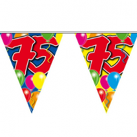 Leeftijd vlaggenlijn 75 jaar   10 meter   plastic   75e verjaardag slinger   vlaggetjes