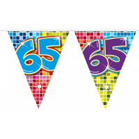 Leeftijd vlaggenlijn / slinger   65 jaar   verjaardag feest versiering   mini vlaggetjes
